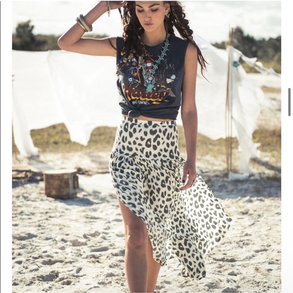 Spell Size 12 NWT Lost In Savannah Snow Leopard Skirt Double Slits Vintage HTF - Picture 1 of 16
